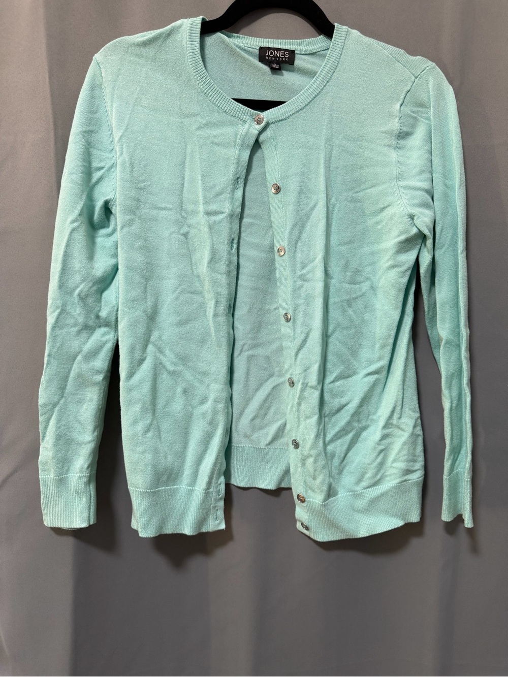 Jones New York Light Mint Button-Front Cardigan